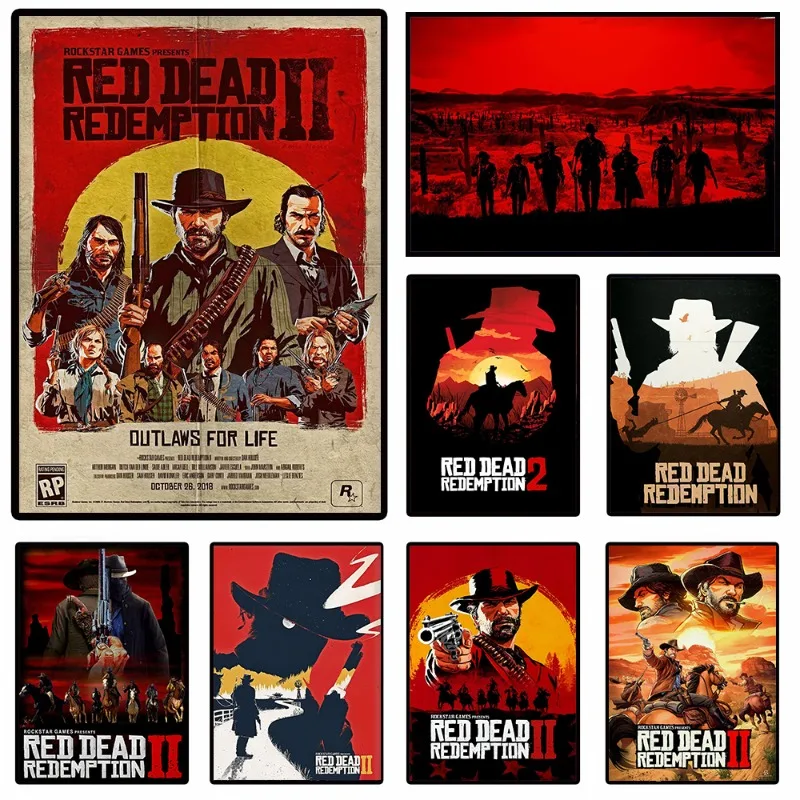 Red-Dead Redemption 2 Popular Video Game TV Movie Posters and Prints Canvas Printing Wall Art Picture for Living Room Club Decor