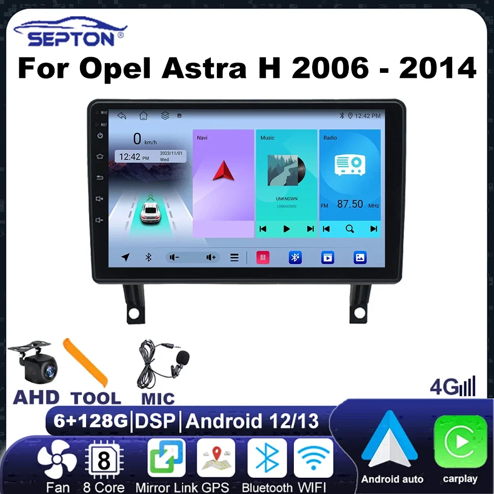 

SEPTON Car Radio Wireless CarPlay for Opel Astra H 2006 - 2014 Multimedia Player 4G BT WiFi Navi Head Unit Car Stereo Receivers