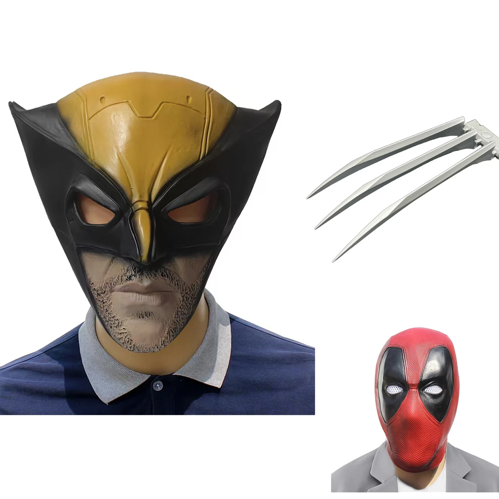 

The Superhero Wolverine mask and claws Latex deadpool mask Cosplay Costume Halloween Accessories Adult Theme Party one set