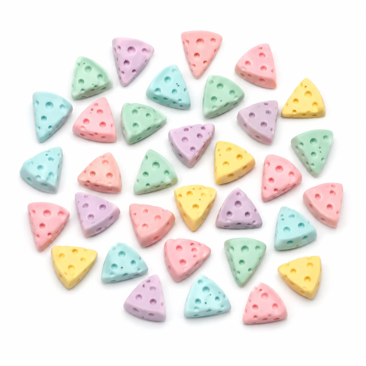 5Pcs Mini Colorful Cheese Resin Cabochons 10*15mm, Flatback Fake Food Charm Beads For Cream Glue Phone Case Decoration DIY Craft