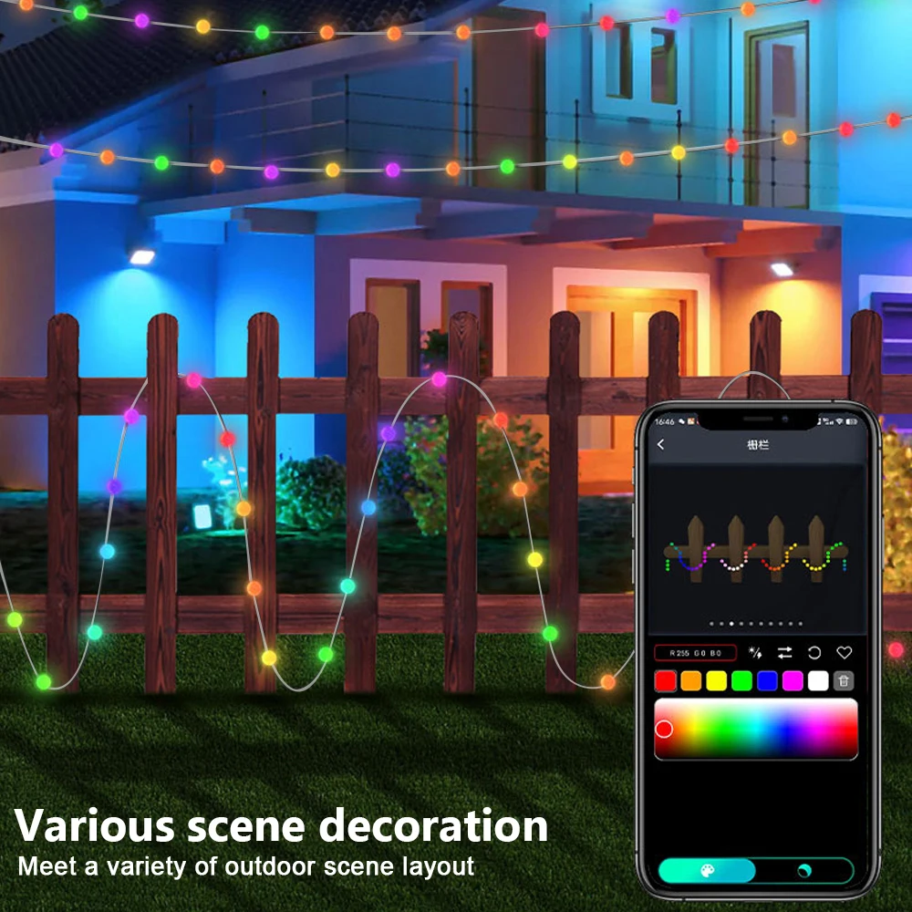 RGB Color Changing Globe String Lights 33ft Smart APP Control Fairy String Hanging Lights For Indoor Outdoor Party Christmas