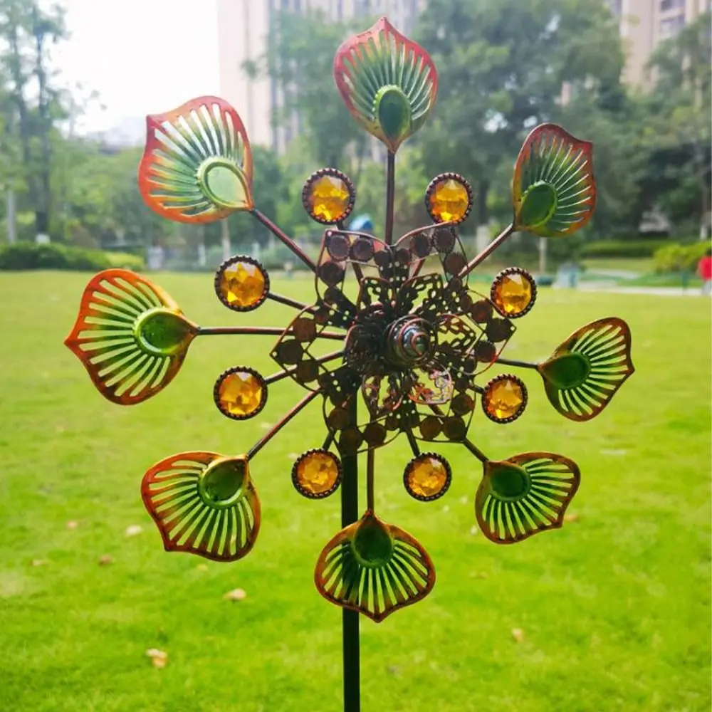 

Landscape Art Decoration Rotating Wind Collectors Rotator Removable Iron Art Windmill Spinner Durable Flower Pinwheel Patio