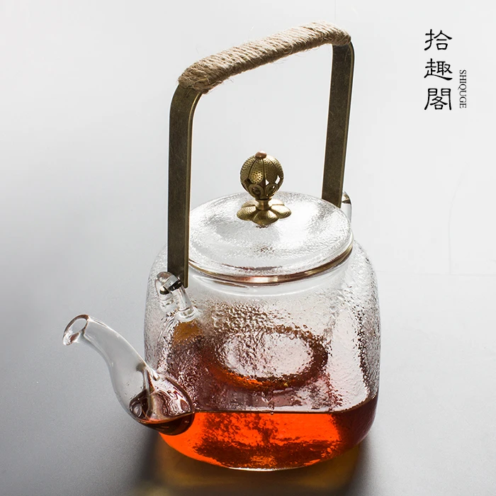 Japanese Style Hammer Pattern Special High-Temperature Resistant Large Glass Teapot