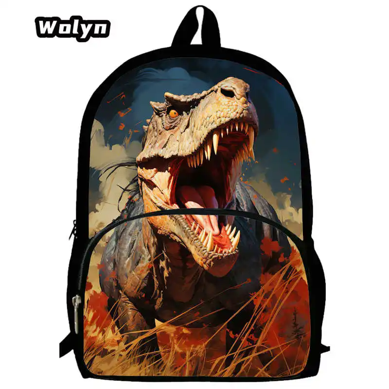 3D Dinosaur Children Backpack for Grade 1-3, Cartoon School Bags for Boys Girls ,Large Capacity Animal Prints Kids Bookbags