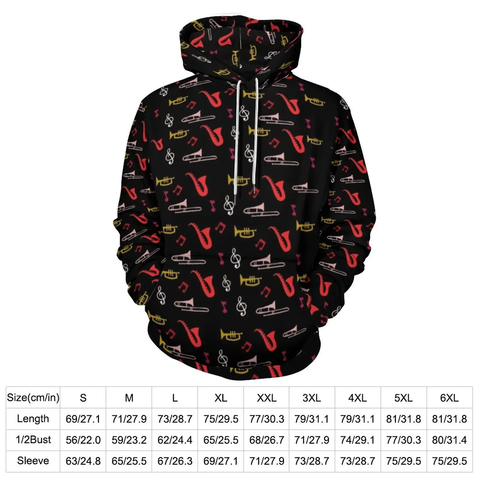 Jazz Festivals Casual Hoodies Vintage Music Print Y2k Hoodie Couple Long-Sleeve Korean Fashion Custom Loose Oversize Clothing