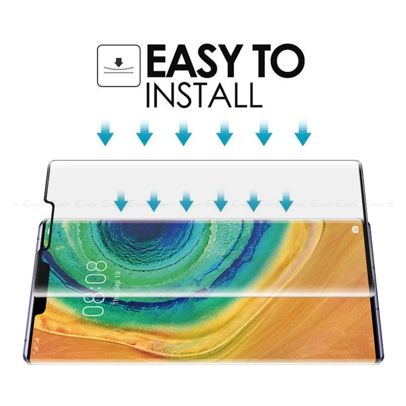 غطاء كامل ثلاثي الأبعاد منحني من الزجاج المقسى لهواوي ميت 60 50 40 40E 30E 30 RS 20 Pro Plus Lite 5G واقي للشاشة