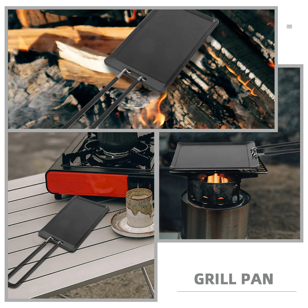 

2pcs Stainless Steel Baking Pan Bbq Griddle Flat Bottom Non-Stick Reusable Grill Tray For Camping Outdoor Handheld Portable Meat