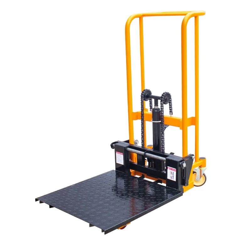 Manual Lift Table Cart With Hydraulic Pump And Lowering Valve For Secure Lowering Of Light Goods In Storage Shelving Operations