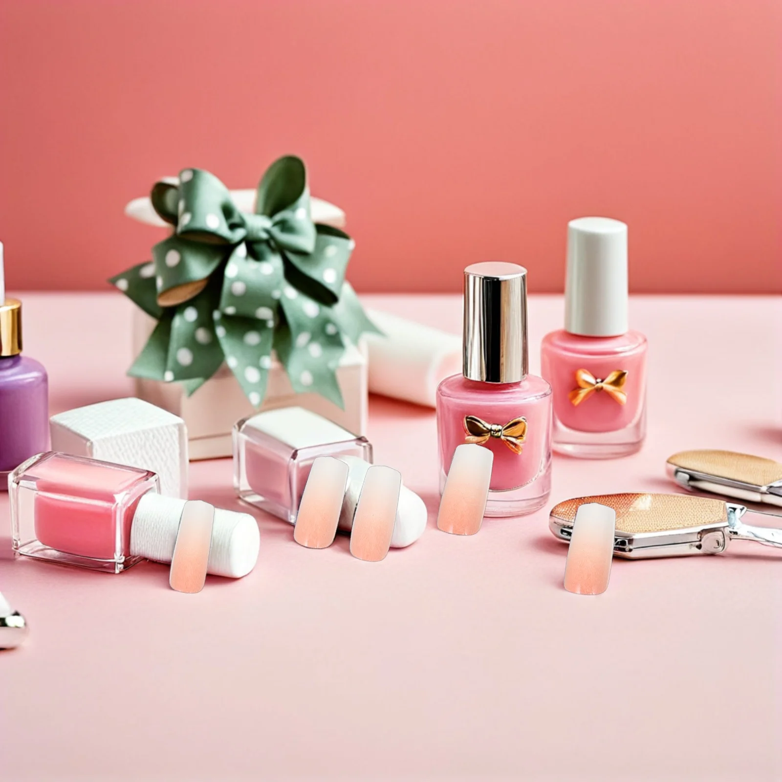 

120Pcs Gradient Artificial Nail Tips Short Full Cover Press on Nails Removable Wearable Glue-on Fake Fingernails for Women Girls