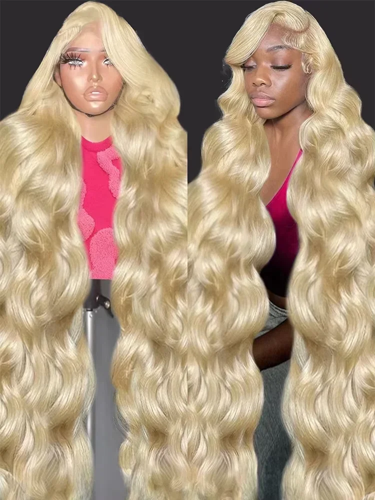 

40 46 inches 613 Blonde Straight 13x4 13x6 HD Lace Pre-Plucked Brazilian Hair Frontal Wigs 100% Human Hair Front wig For Women