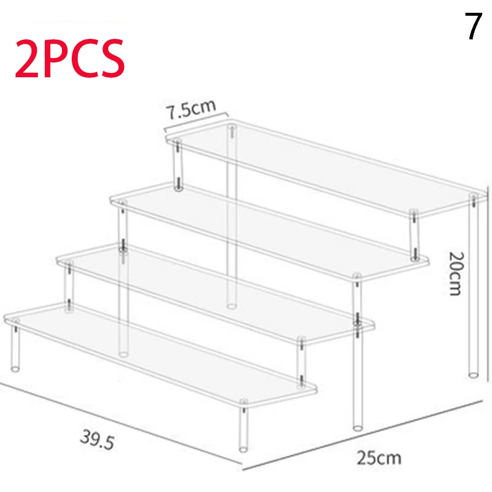 1-4 Tier Acryl Display Stand Duurzaam Display Rack Voor Cupcake Parfum Pop Transparante Trapeziumvormige Blind Box Opslag Plank