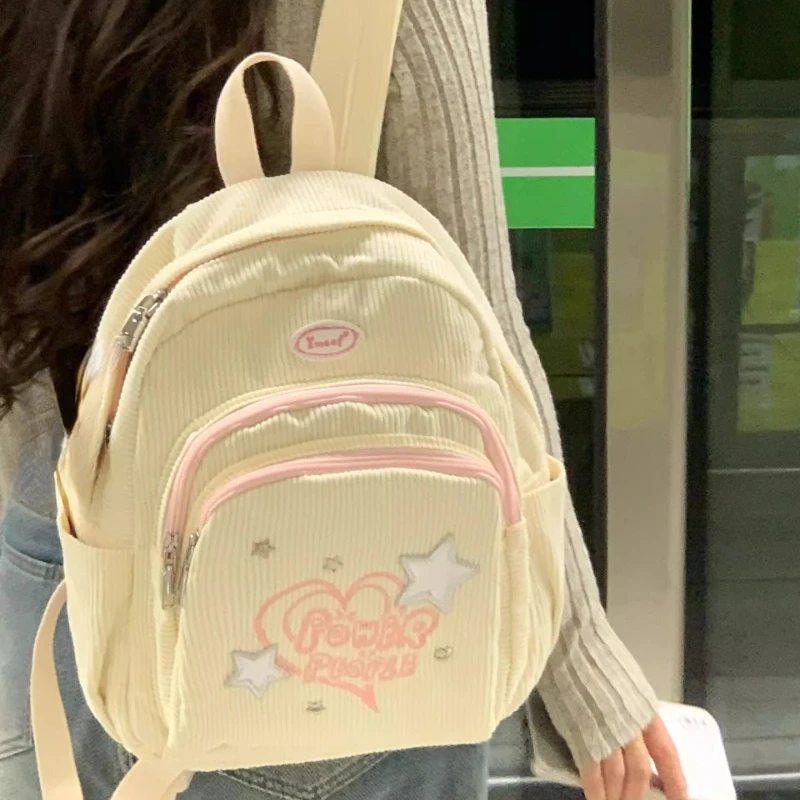 Japanese Girls Sweet Letter Kawaii Mini Backpacks Casual All Match Chic Handbags Trendy Y2k Aesthetic Students Schoolbags Women