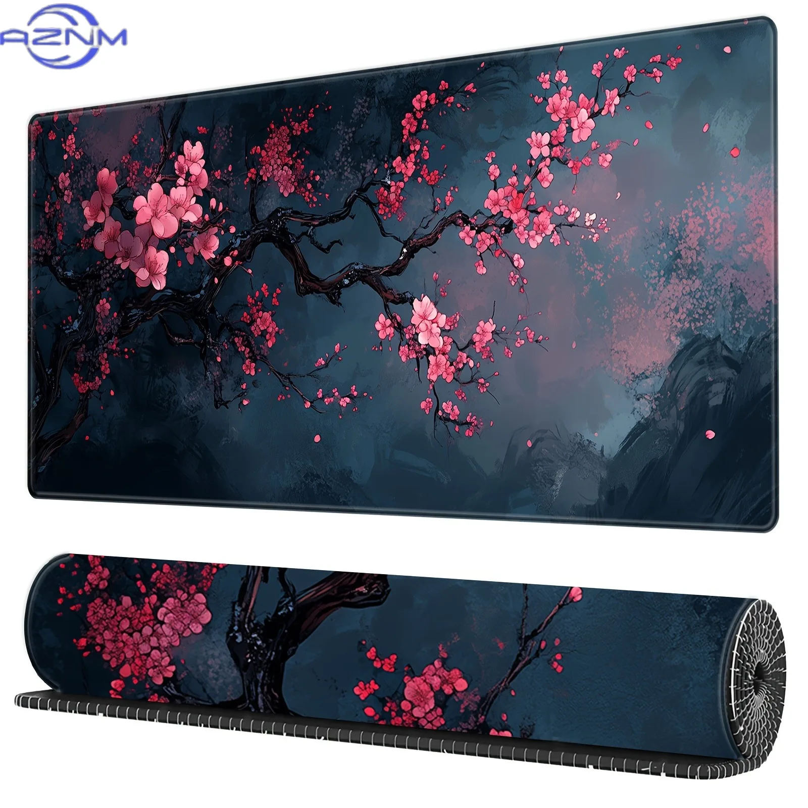 Black White Cherry Blossom Mouse Pad Waterproof Non‑Slip Floral Branch Print Mousepad for Gaming Office Computer Desk