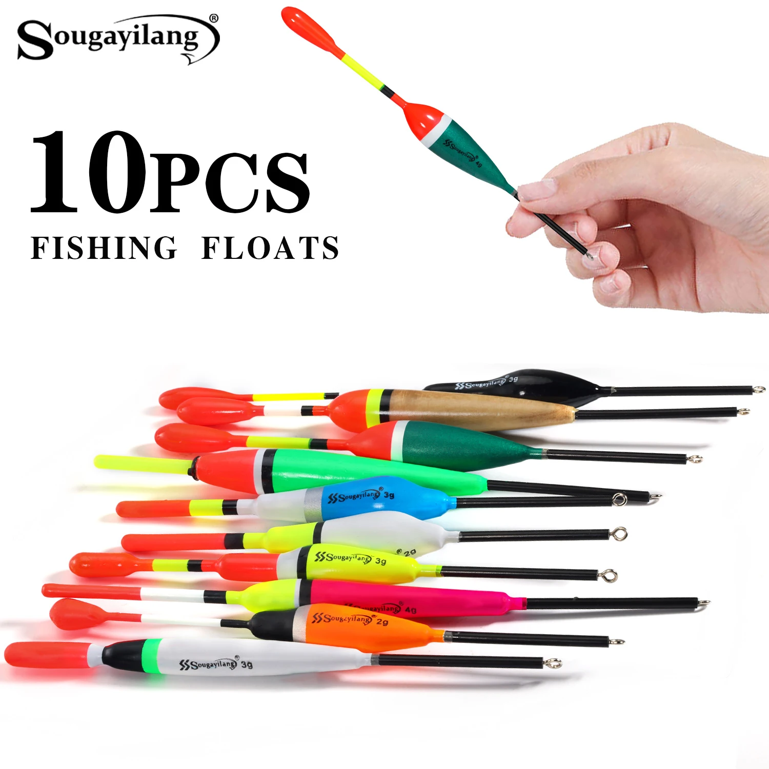 Sougayilang-Juego de flotador de Pesca, boya con anzuelo chino, accesorios de boya Vertical profesional, flotador de señuelo multifunción, 10 Uds.