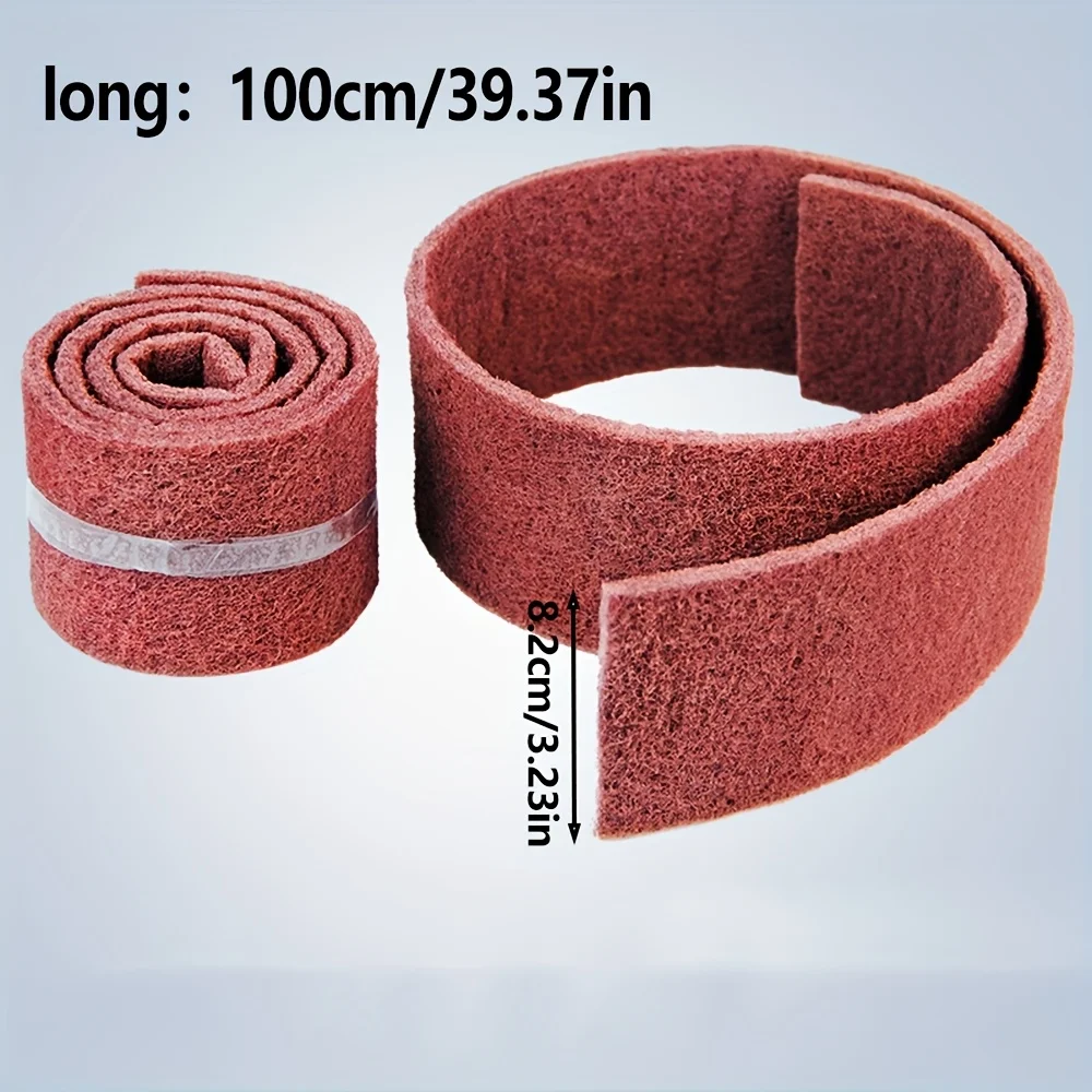 1Roll Red Heavy‑Duty Abrasive Scouring Pad Roll 8.2x100cm Non‑woven Scrub Cloth for Kitchen Metal Rust Removal Polishing