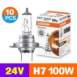 OSRAM Original Headlight Lamps 24V H7 10PCS 100W 62250 PX26d Trucks Bulbs Bus Low Beam High Beam Super Bright 3200K