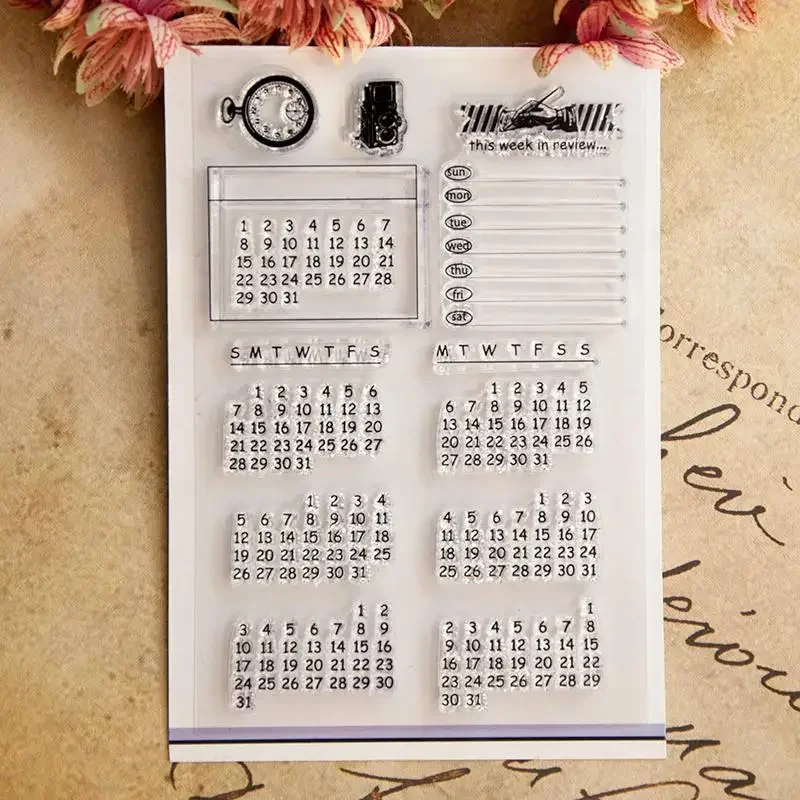 Calendar Time Week Day Year Clock Transparent Clear Silicone Stamp