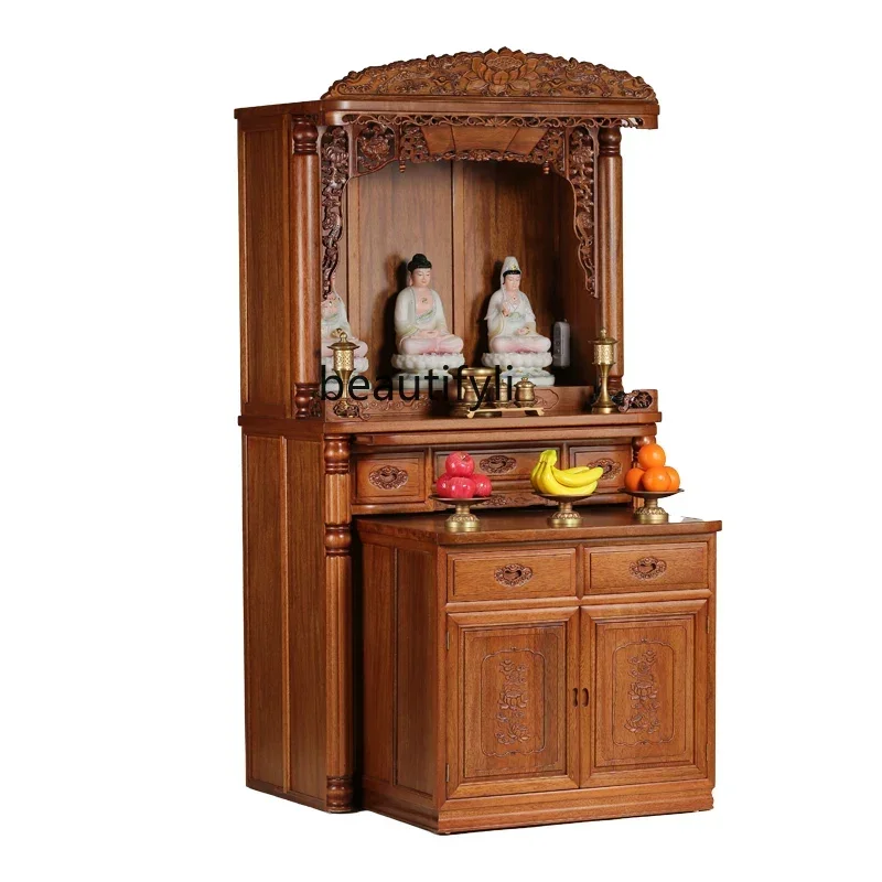 

xxqSolid wood Buddhist niche vertical cabinet household god offering cabinet modern floor-to-ceiling Buddhist table offering