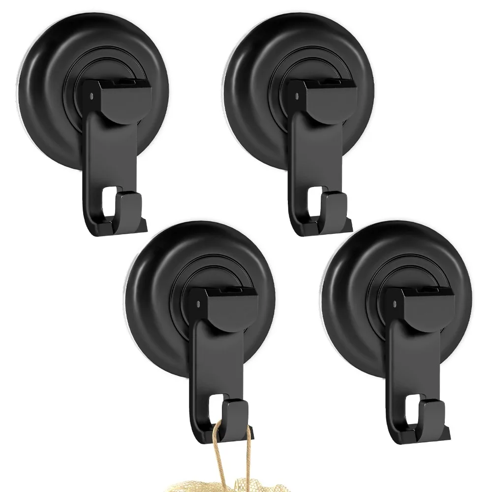 

4Pcs Round Powerful Vacuum Suction Cup Hook Detachable Punch-free Bathroom Towel Hooks Traceless Waterproof Kitchen Storage Hook