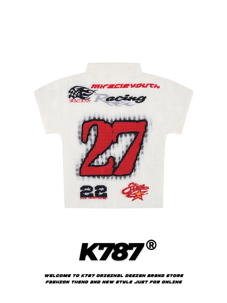 

K787 Spicy Girl ort Sve T-irt Women's Slim Fit Stand Collar Waist Cinching Sweet And Spicy Sle Spor oulder Length