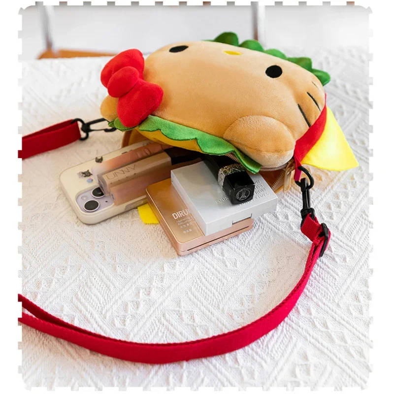 Cute Cartoon Hello Kitty Burger Crossbody Bag Children Shoulder Supe Cat Puppy Small Claw Machine Doll New Pattern Kindergarten