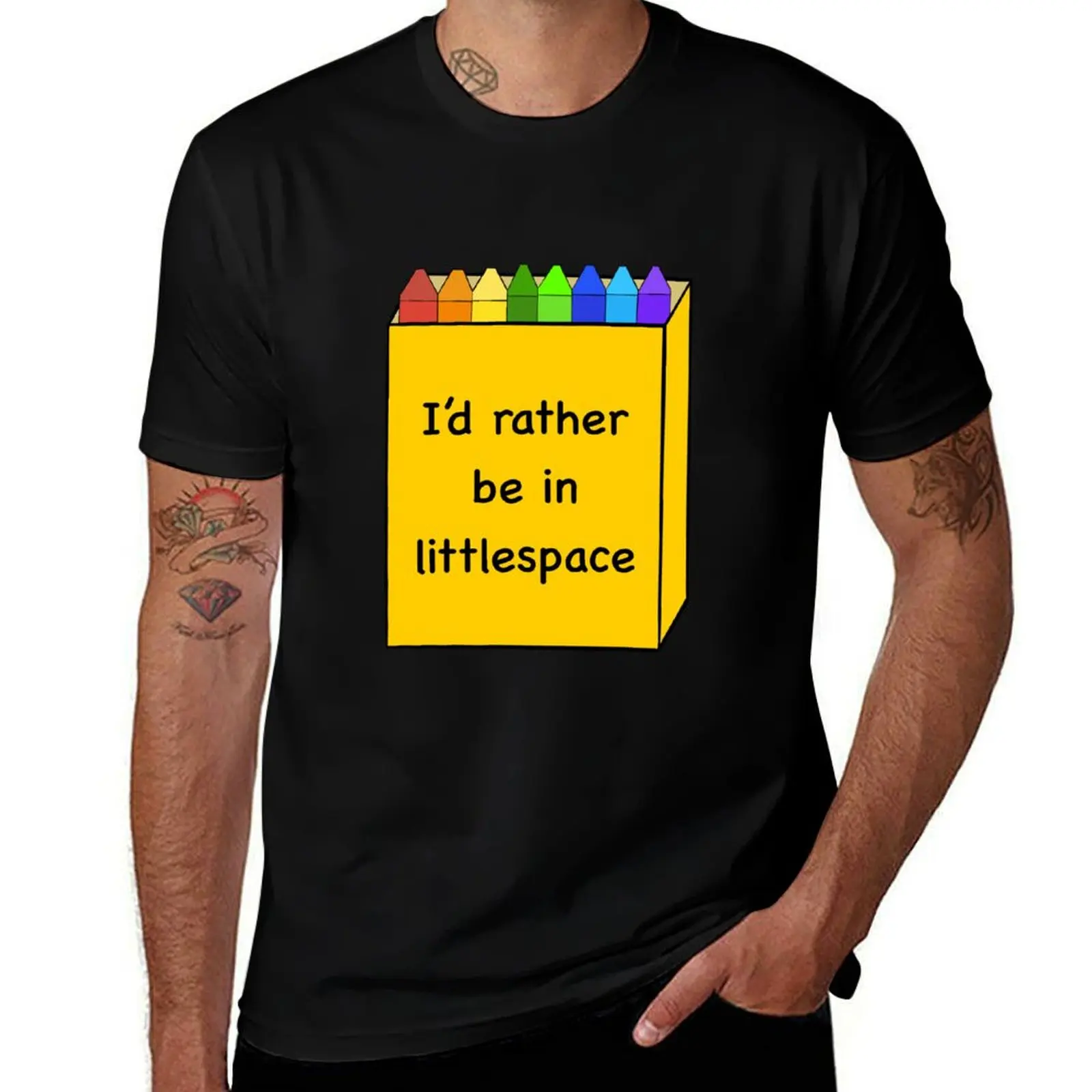 

I'd Rather Be in Littlespace Crayon Box T-Shirt t shirt man cotton mens graphic t shirts T-Shirt