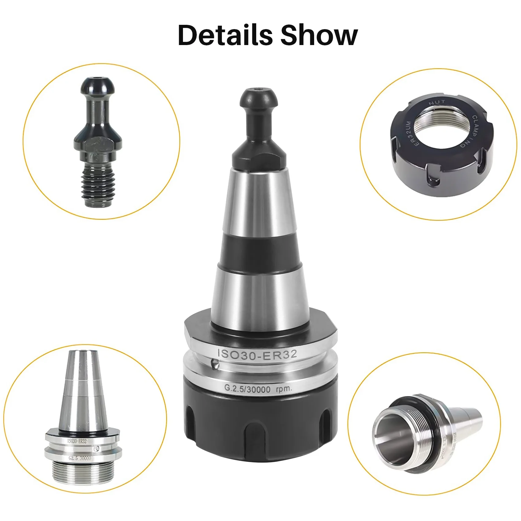 Balans Chuck ISO30 ER32 50L Balans Spantang Klauwplaat G2.5 30000 RPM CNC Gereedschaphouder Roestvrij Staal