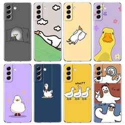 Cute Cartoon Duck Phone Case For Samsung Galaxy S24 Ultra S23 FE S22 S20 S21 5G S10 S9 Plus S10E S8 Soft Silicone Clear Cover
