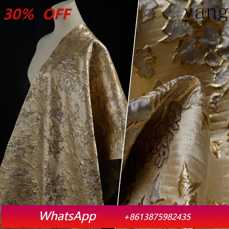 

Rigid and Thin Silhouette Gold Bottom Three-dimensional Relief Jacquard Fabric Dress Set Fashion Handmade DIY Fabric