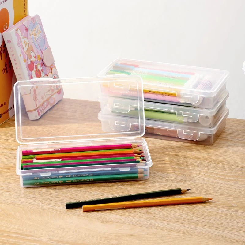 1PC New Pencil Case Box PP Material Transparent Pencil Box Pouch Stationery School Pencil Case Supplies Pencil Storage Box