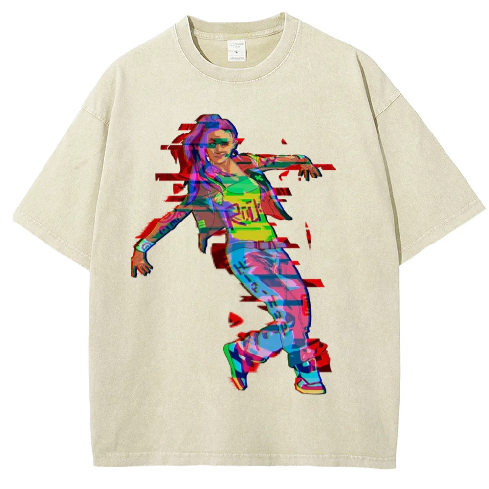 

Men's Washed Vintage T-Shirts Sports Girl Pattern Street Hip Hop Retro Punk Gothic T-Shirts Harajuku Casual Cotton Short Sleeve