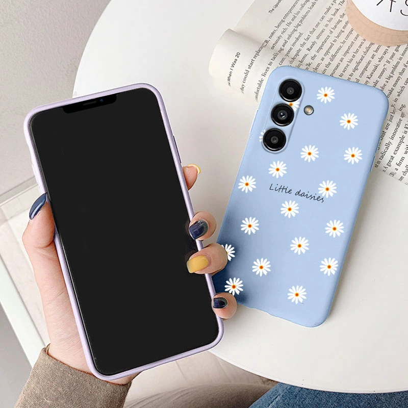 Case For Samsung Galaxy A34 5G Cute Heart Flower Back Cover Soft Silicone Matte Protective Funda For Samsung A 34 GalaxyA34 Bags