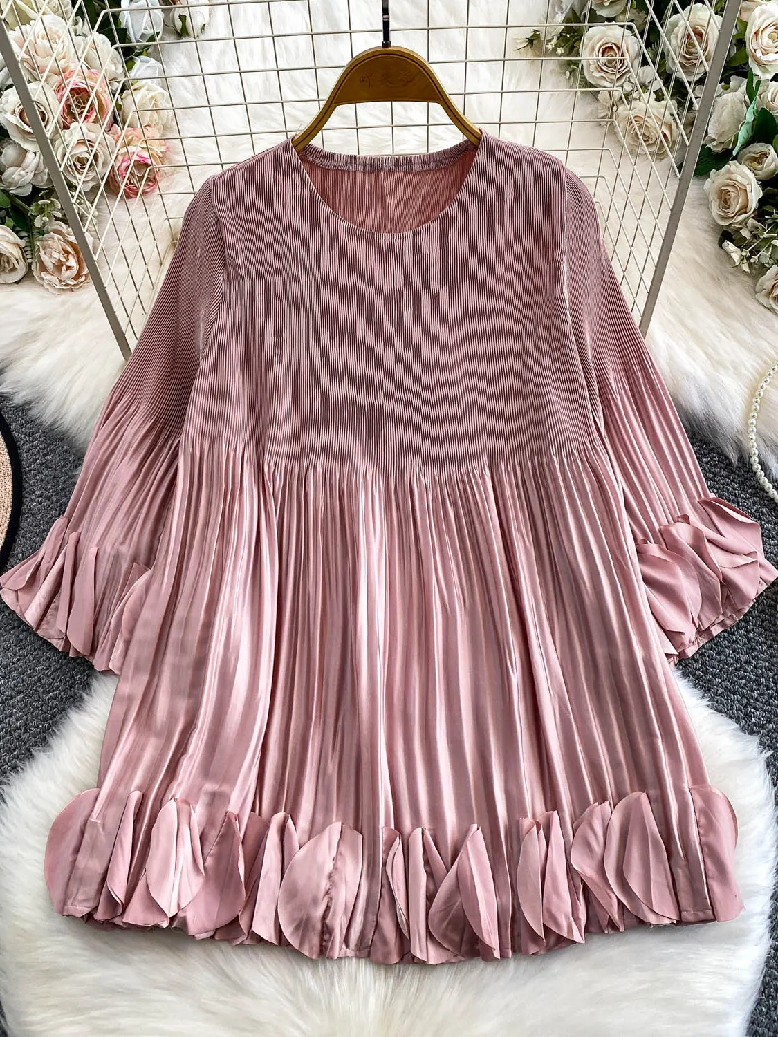   المرأة طويلة Sve irt فضفاضة تناسب مطوي تصميم Faionable Commute Sle جولة Ne ملابس غير رسمية النسخة الكورية