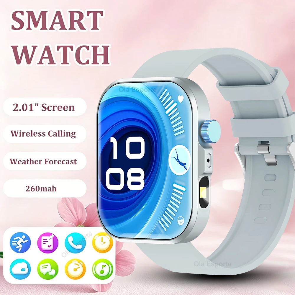 

2026 New Hot Smartwatch 2.01 Screen Voice Assistant Bluetooth Call Phone Answer Sport Fitness Tracker Men Women for Android HW12