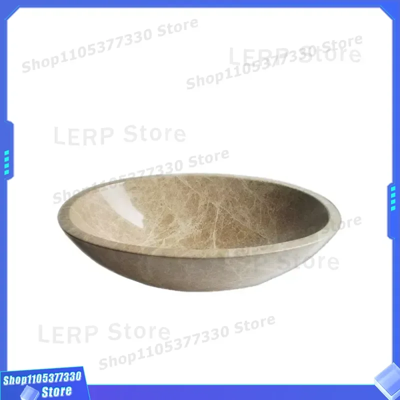 Modern Oval Stone Wash Basin Natural Marble Pattern Single Hole Bathroom Sink Custom Interior Design for Hotel 2 Year