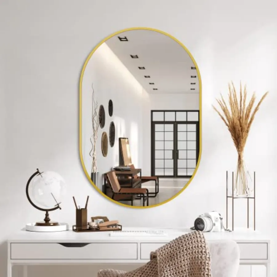 

Bathroom Mirror for Wall 36''x24'' Gold Oval Mirror for Bedroom Entryway Bathroom Metal Framed Vanity Mirror 36''x24'' Gold