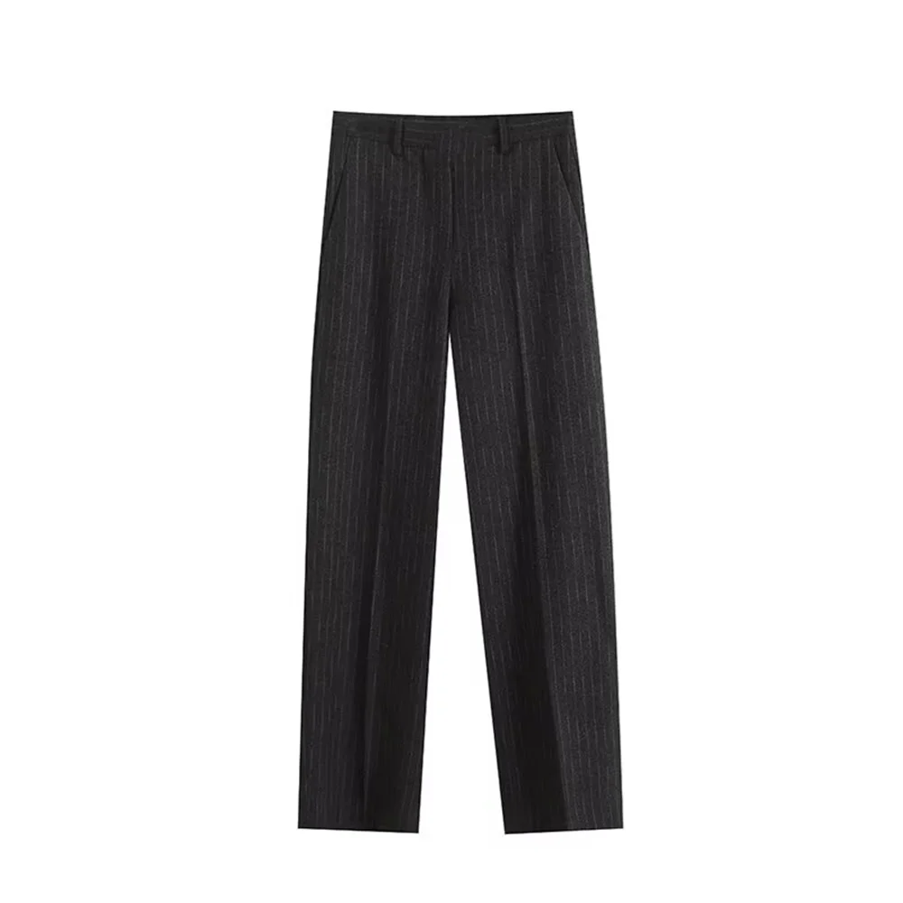 Taop&Za Womens Elegant LongTrousers in Dark Color with Striped Pattern Classic Design for a Polished Look