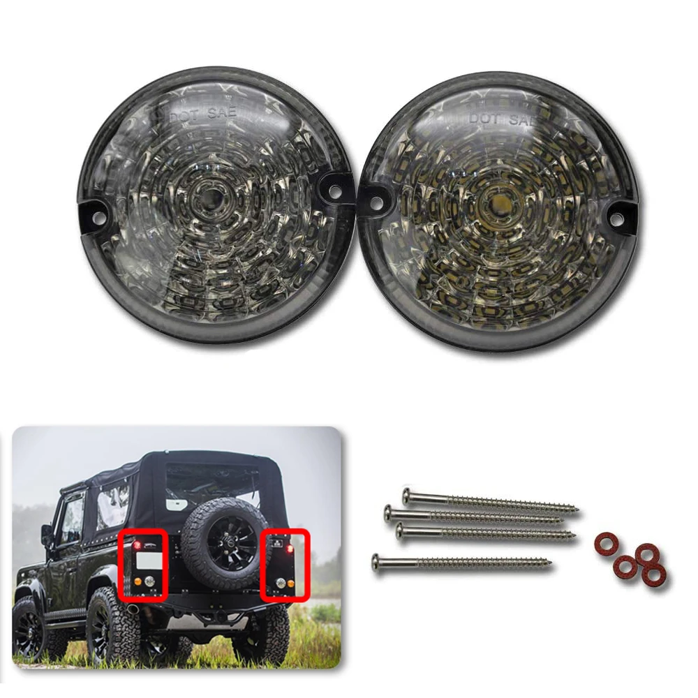 2* 95mm Car LED Smoke Red Rear Fog Lamp Smoke White Rear Reversing Lamp For Land Rover Defender 2001-16 Defender Cabrio 1990-16