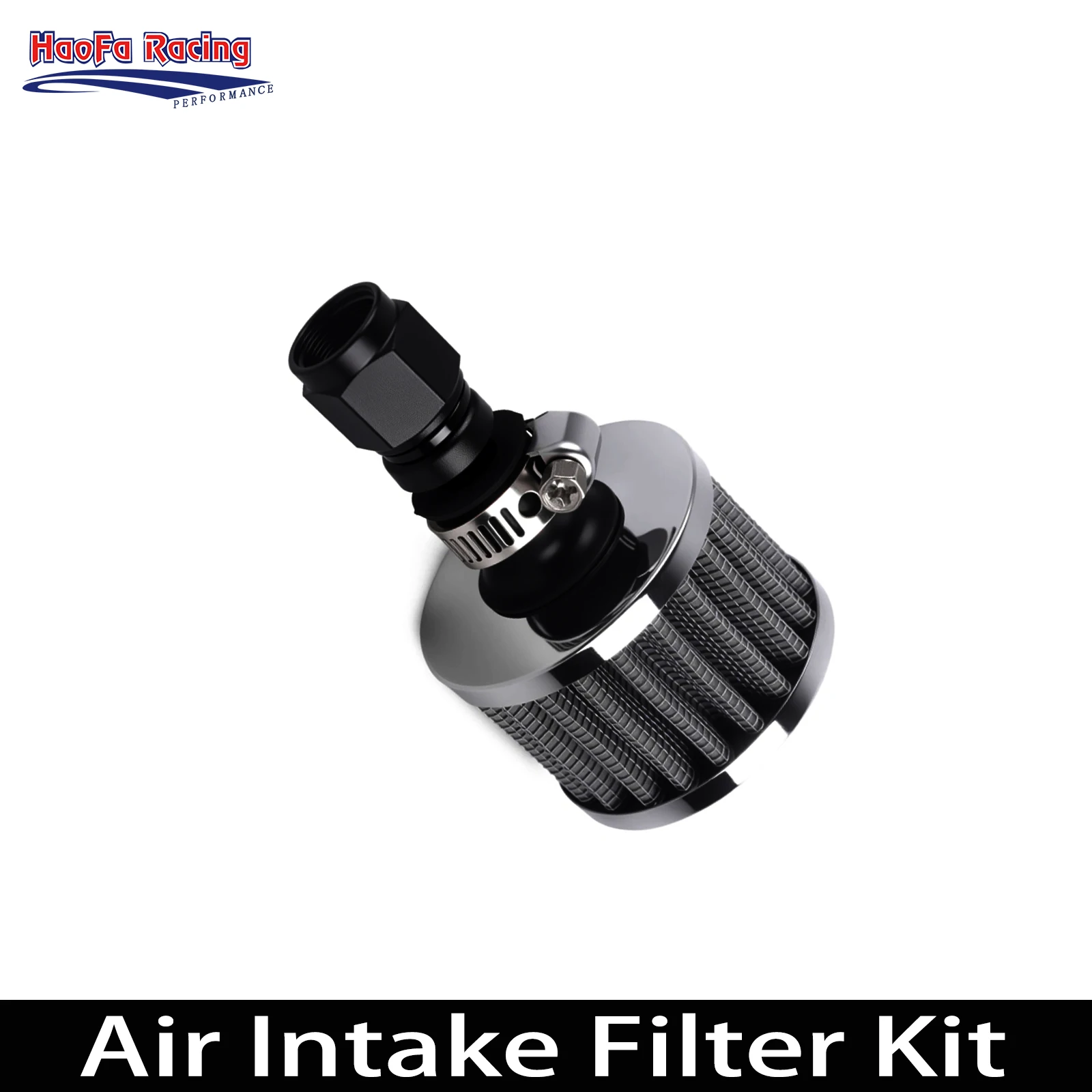 -AN6 Car Universal Motorcycle Cold Air Intake Filter Kit Breather with Push Lock Hose Ends Straight Fittings Set Performance