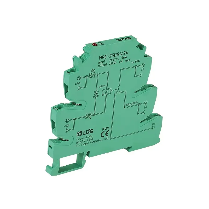 MRC-25D61Z24 1NO 1NC Din Rail Modular Relay 6A 24V DC PLC Smart Interface Module Relay Ultra-thin Electromagnetic Contact Relay