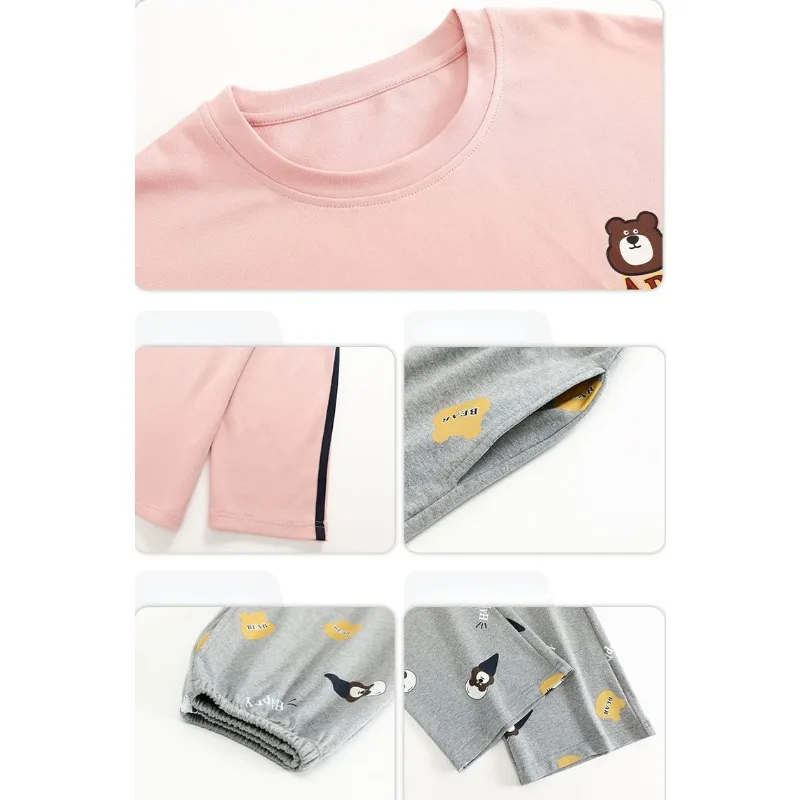 2024 New Lovely Cotton Pajamas Women Spring Autumn Long Sleeves Sleepwear Chest Pads Cotton Homewear Pullover Loose Loungewear