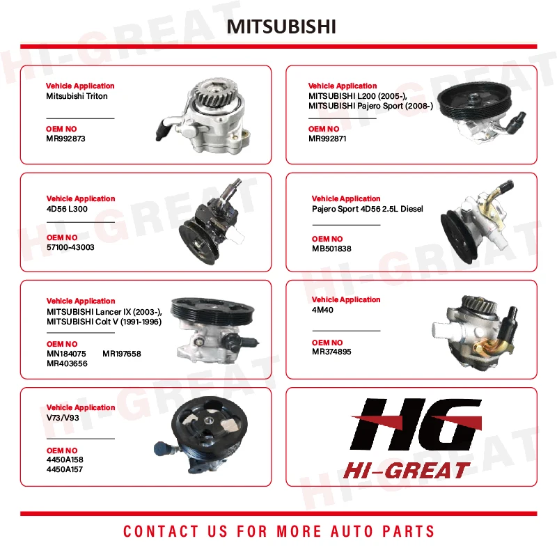 Bomba de direção hidráulica MN184075 para LANCER VII 4G13 (16V)