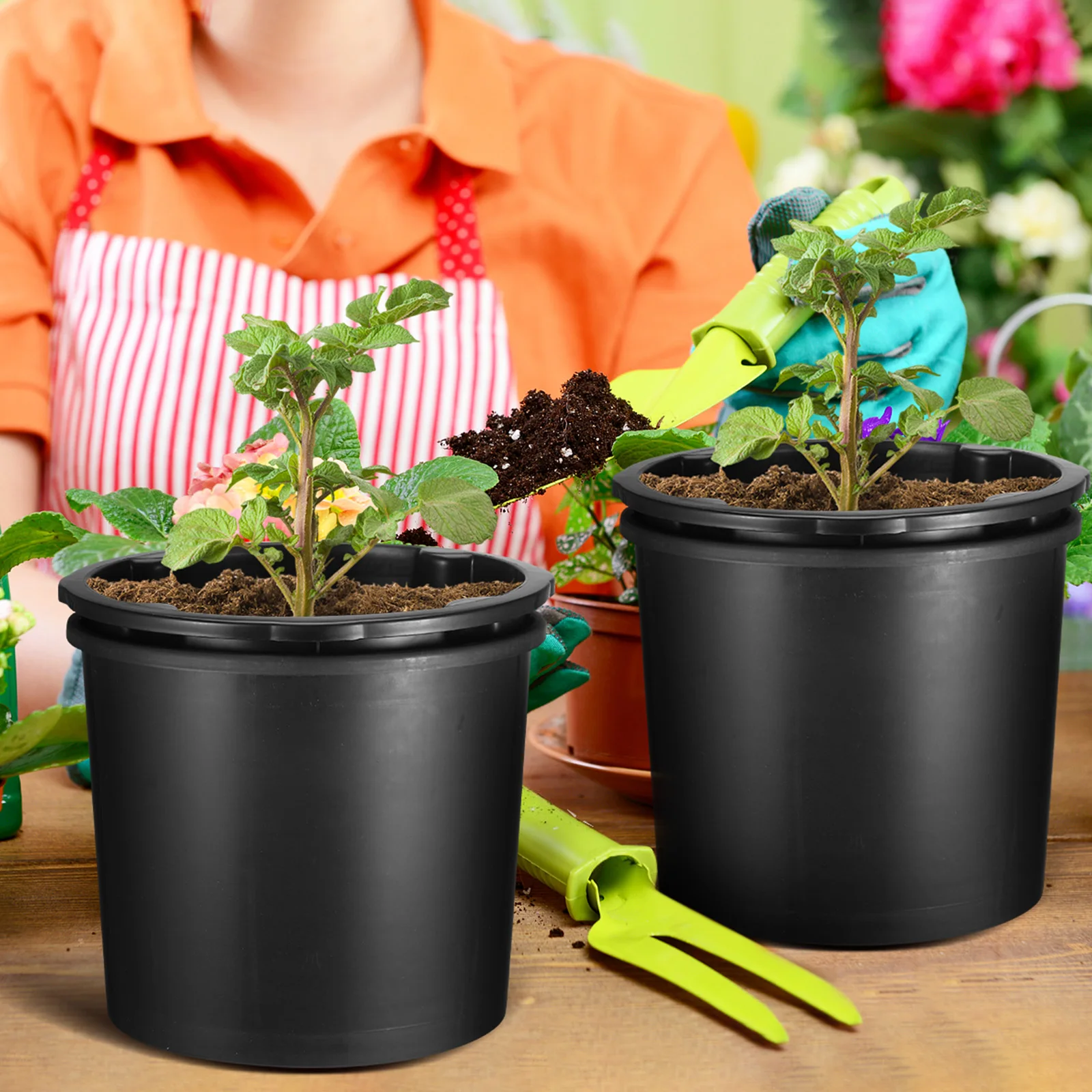 

1 set Potato Planting Bucket Ginger Growing Box Plastic Planter Home Farm Tool Square Vegetable Bucket Outdoor Balcony Courtyard