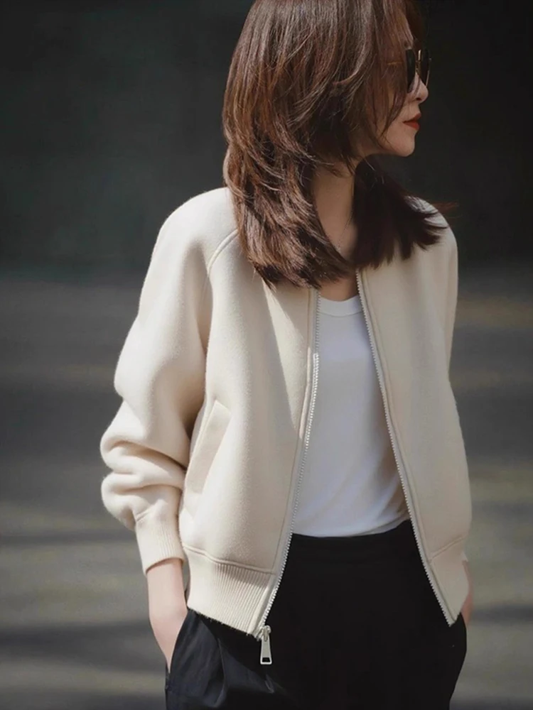 

Faionable ort Jaet женский бейсбольный свободный топ для похудения премиум-класса, осеннее новое поступление, элегантное круглое платье на молнии