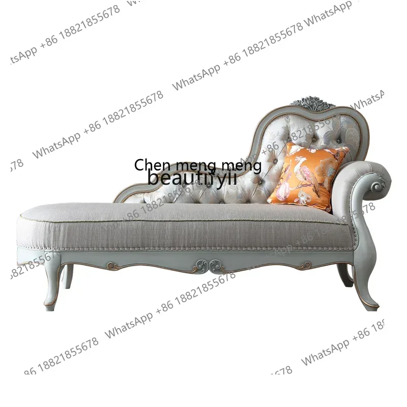 

Новый стиль, французский европейский жаккардовый шезлонг из цельного дерева, красивое кресло для спальни, диван, вилла, элитная мебель ss 7304