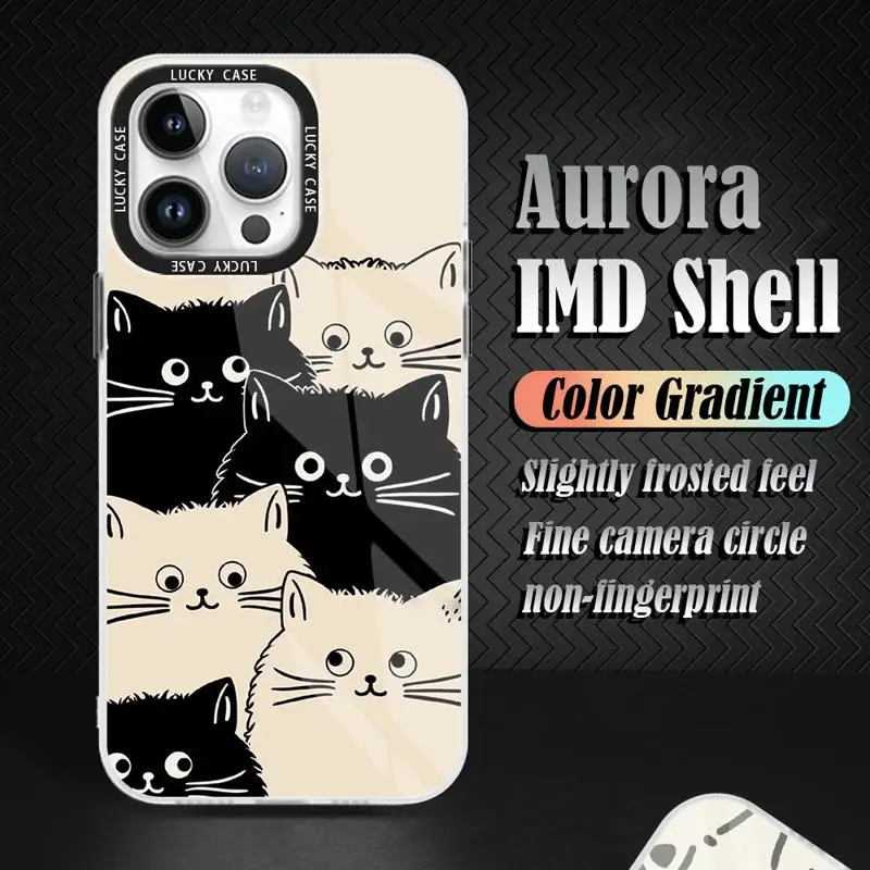 Black Cat Case For Apple iPhone 15 11 13 14 Pro Max 12 Silicone 15 Plus 11Pro high-level Matte Soft Phone Cover