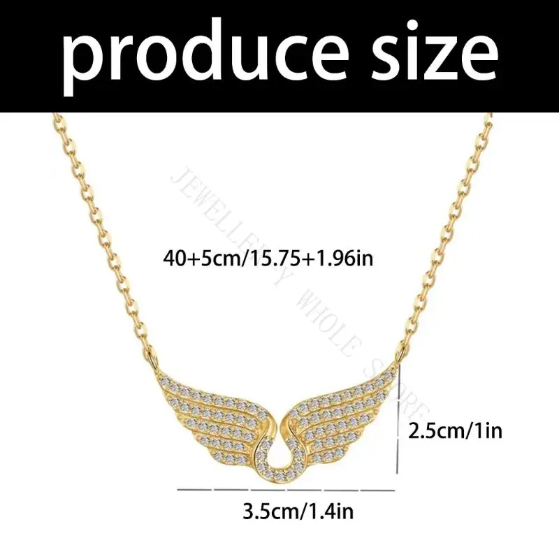 R7UF Stone Set Wing Necklace with Curved Pendant for Stylish Outfits