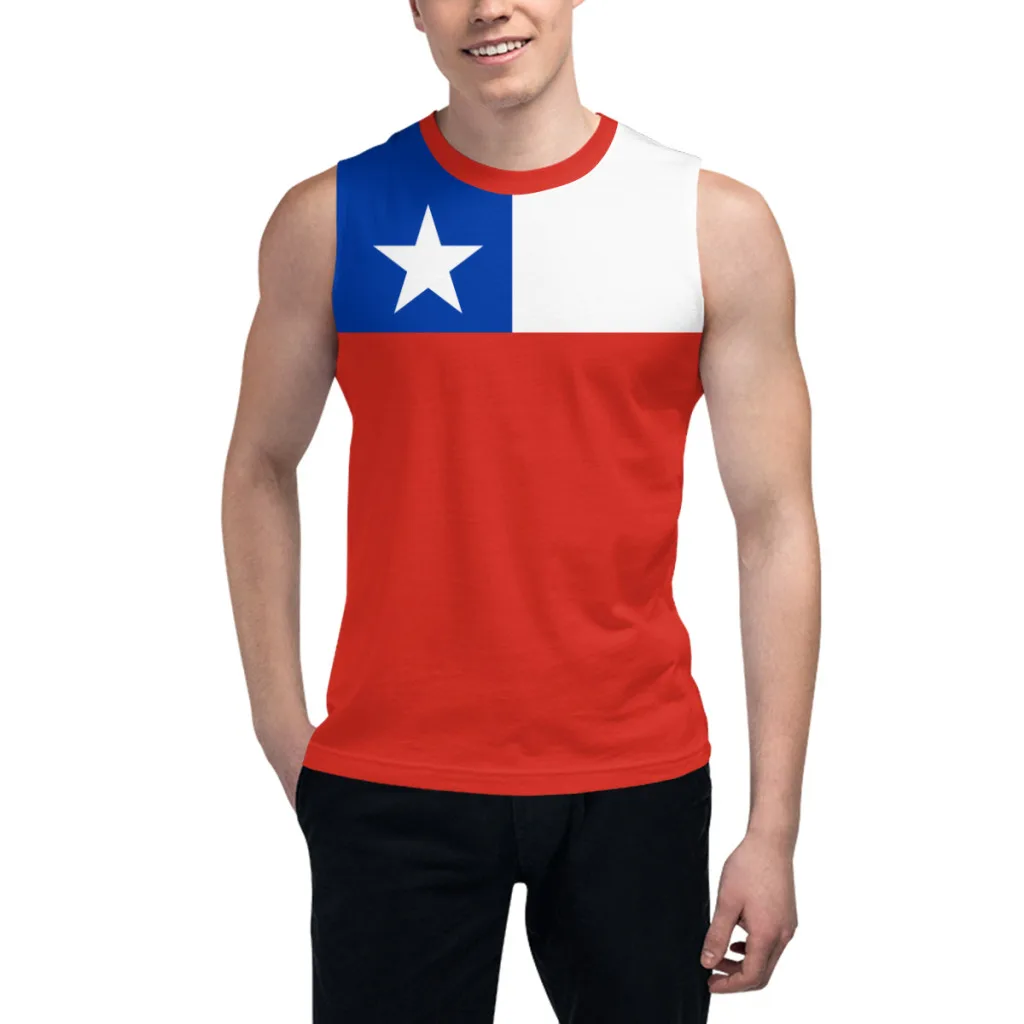 Sleeveless T-shirt Chile Flag 3D Men's Boys Tshirt Gyms Tank Tops Fitness Joggers Basketball Training Vest