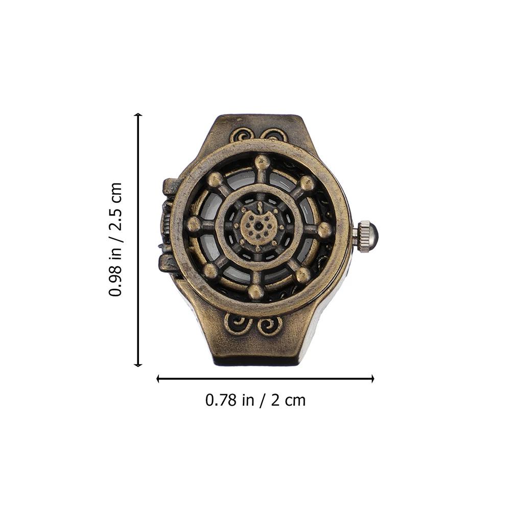 

2Pcs Retro Ring Watch Vintage Decorative Zinc Alloy Jewelry Men Fashion Retro Electronic Ring Watch Durable Small Design