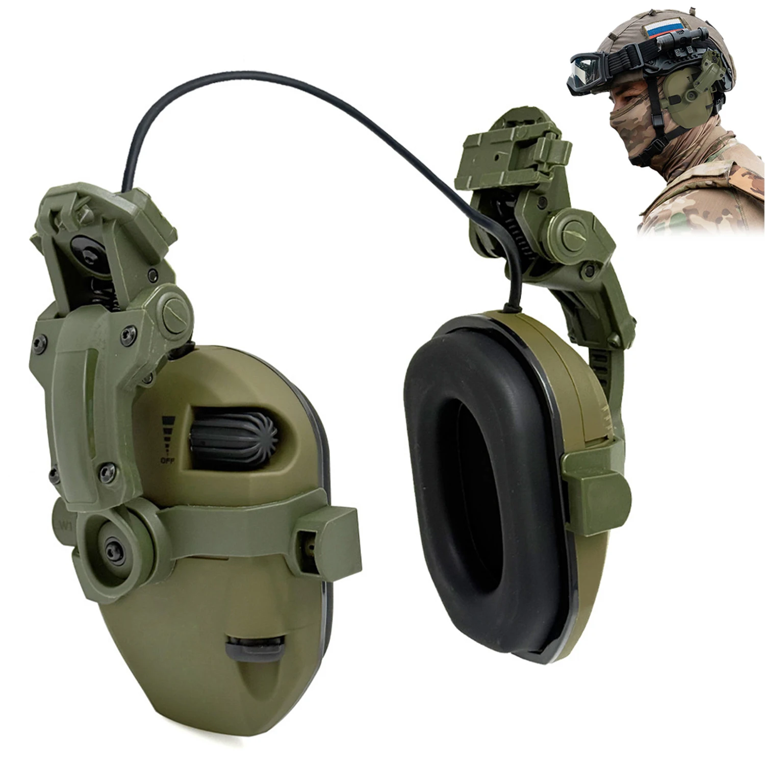 

Тактические наушники на шлеме для стрельбы, электронная защита слуха, защита ушей, шумоподавление, активные охотничьи наушники